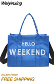 Weiyinxing Women's Vintage Tote Bags Shoulder Bag for Women Nylon Casual Large Capacity Designer Brand Letters Luxury Big Shopper Handbags