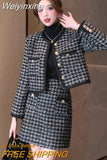 Weiyinxing Quality Small Fragrance Tweed 2 Piece Sets Women Outfits Fashion Jacket Coat Crop Top + Skirt Sets Vintage Two Piece Suits