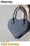 Weiyinxing Design Women's Shoulder Bag Vintage Cool Girls Love Heart Handbags Retro Female Black Small Tote Purse Messenger Bags