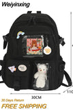 Weiyinxing Aesthetic Women Backpack School Bag for Teen Girls Japanese Korean Rucksack Student Bookbags with Cute Accessor Mochila