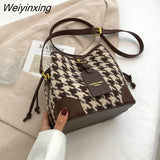 Weiyinxing YIDE New Retro Leopard PU Leather Bucket bag Crossbody Bags Handbag Women Shoulder Purses Female Luxury Brand 2023 Fashion