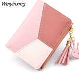 Weiyinxing Women Cute Pink Wallets Pocket Purse Card Holder Patchwork Wallet Lady Female Fashion Short Coin Burse Money Bag