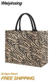 Weiyinxing Large-capacity Handbag For Ladies Vintage Leopard Shoulder Bags For Female Daily Use Printing Shopping Tote