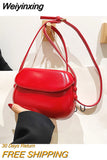 Weiyinxing PU Leather Designer Handbags for Women 2023 Girls Fashion Casual Shoulder Bags Korean Style Cute Solid Color Saddle Bags