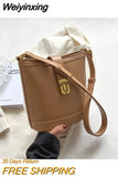 Weiyinxing Brand Handbag for Women High Quality Leather Bucket Crossbody Bags Vintage Classic Women's Shoulder Bag Lady Travel Tote Bag