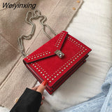 Weiyinxing Leather Brand Designer Shoulder Simple Bags For Women 2023 Chain Rivet Luxury Crossbody Bag Female Fashion Small Handbags