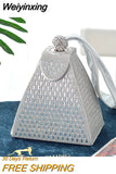 Weiyinxing Summer Diamond Clutch Bag Ladies Luxury Party Evening Bag Fashion Triangle Wedding Bridal Bag Luxury Designer Handbags