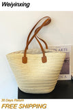 Weiyinxing Summer Handwoven Straw Beach Tote Bags for Women Vintage Female Handbag Large Capacity Basket Rattan Shoulder Bag Purse