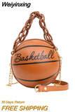 Weiyinxing women pu leather basketball bag 2023 new ball purses for teenagers circular shoulder bags female crossbody chain bag