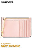 Weiyinxing Color Card Holder for Women Super Thin Small Female Wallet Pu Leather Mini Business ID Credit Card Case Women's KeyChain