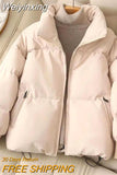 Weiyinxing Korean Women Parkas Fashion Loose Warm Winter Coat Thick Zipper Puffer Jacket Casual Cotton Padded Coats Female