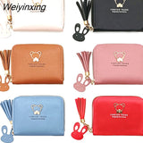 Weiyinxing Bear Decoration Women's Wallet New Fashion Short Coin Purse Card Holder Small Ladies Wallet Female Hasp Mini Clutch