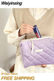 Weiyinxing Women's Cosmetic Bags Large Capacity Travel Storage Bags Simple Plaid Ladies Clutch Handbags Flowers Prints Female Bag