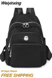Weiyinxing Women Nylon Backpacks Fashion Ladies Casual Travel Rucksack Multifunction Shoulder Bag Teenager Girls Travel Schoolbag