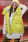 Weiyinxing White Duck Down Vest Jacket For Women Hooded Candy Glossy Windproof Sleeveless Waistcoat Snow Jacket Outwear