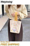 Weiyinxing Embroidery Lunch Bento Bag Fashion Design Ladies Clutch Purse Handbags Cute Cartton Women Small Bucket Shoulder Bags
