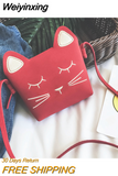 Weiyinxing Baby Cat Mini Crossbody Bag Frosted Leather Children's Coin Purse Fashion Girls Princess Accessories Shoulder Bags Wallet