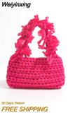 Weiyinxing Tassel Crochet Women Handbags Handmade Woven Small Tote Bag Knitted Lady Hand Bags Summer Beach Mini Bali Purse 2023 Bag