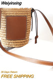 Weiyinxing Women Bags Round Straw Tote Raffia Round Barrel Straw Woven Crossbody Bag Handbags Beach Shoulder Bag for Women 2023