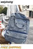 weiyinxing New Denim Women Backpack Retro Travel Bagpack Large Capacity Backbag College Student School Bags for Teenager Girls Rugtas