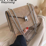 Weiyinxing Leather Brand Designer Shoulder Simple Bags For Women 2023 Chain Rivet Luxury Crossbody Bag Female Fashion Small Handbags