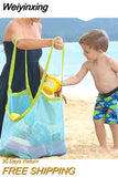 Weiyinxing Mesh Shoulder Bags Foldable Protable Kids Beach Toys Clothes Bags Toy Storage Sundries Organizers Bag