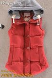 Weiyinxing Women Cotton Vest Winter Coat Casual Pocket Casual Hooded Waistcoat Female Sleeveless Jacket Autumn Warm Vest Parkas 6XL