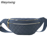 Weiyinxing Women Plaid Waist Bag Female Oxford Waterproof Belt Bags Designer Crossbody Chest Bag Ladies Fashion Fanny Pack Banana Hip Purse