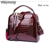 Weiyinxing YIDE New Designer Women's Handbags Quality Oil Pu Women Messenger Bag Crocodile Pattern Patent Leather Shoulder Bags Ladies
