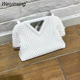 Weiyinxing Brand Cloud Bags for Women Leather Cowhide Fold Shoulder Bag Luxury Designer Triangle Handbag and Purse Crossbody Bag Clutch