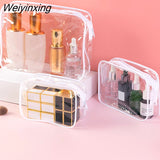 Weiyinxing Travel Organizer Clear Makeup Bag Women Beauty Toiletry Kit Wash Pouch Transparent PVC Small Large Cosmetic Wash Zipper Bag