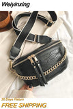 Weiyinxing Women Leather Bag High Quality Waist Bag Thick Chain Shoulder Crossbody Chest Bag Female Belt sac Designer Brand Handbag