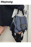 Weiyinxing Vintage Luxury Designer Denim Shoulder Bag for Women Large Capacity Simple Casual Fashion 2023 New Trend Female Handbag