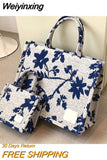 Weiyinxing Style Printing Fabric Big Soft Shoulder Bag for Women 2023 Spring Crossbody Bags New Fashion Trend Brand Office Handbags