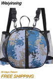 Weiyinxing Soccer Carrying Bag Portable Round Shaped Volleyball Storage Pouch Elastic Removable Shoulder Strap Hook for Outdoor Sports