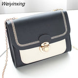 Weiyinxing New Women PU Leather Trend Lingge Crossbody Bag Fashion V Pattern Lattice Small Shoulder Bag White Black