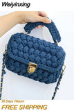 Weiyinxing Rope Woven Women Handbags Designer Knitting Chains Shoulder Crossbody Bag Casual Lady Hand Bags Small Flap Purses 2023