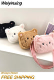 Weiyinxing Soft Plush Children's Shoulder Bag Cartoon Cat Baby Girls Messenger Small Bags Winter Fashion Boys Kids Handbags Coin Purse