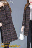 Weiyinxing Winter New Plaid Woolen Coat Women 2023 Middle-Aged Elderly Warm Fashion Double-Breasted Straight Overcoat