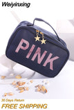 Weiyinxing Sequined Pink hand-held Make-up Bag Korean Edition Travel Portable Hand-held Pocket Square bag
