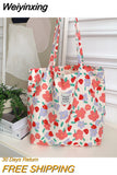 Weiyinxing New Style Fashion Vintage Floral Canvas Shoulder Bag for Women Simple Hanbag Large Casual Capacity Shopper Tote Bags