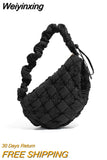 Weiyinxing Quilted Hobos Women Shoulder Bags Designer Ruched Strap Crossbody Bag Soft Nylon Puffy Bag Bubble Padded Female Purses