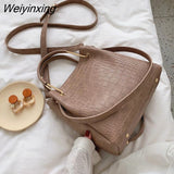 Weiyinxing Alligator Bucket Bag For Women PU Leather Shoulder Bag Big Capacity Crossdbody Bag Fashion Messenger Bag Luxury Lady Handbag