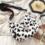 Weiyinxing Cute Plush Bag Tote Large-capacity Package One Shoulder Diagonal Bag Little Bag Cartoon Bags Tote Bag Satchels Cute Side Bag