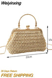 Weiyinxing Designer Trendy Straw Weaving Shoulder Bag Versatile Small Beading Handbag For Women Summer Casual Beach Bag Travel Purse 911