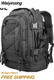 Weiyinxing 25L Tactical Backpack for Men Travel Hiking Camping Trekking Outdoor Bag Men's Notebook Waterproof Black Military Backpacks