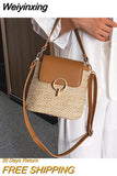 Weiyinxing straw women shoulder bags rattan handbags wicker woven crossbody bag summer beach buckets bag ladies travel small purses