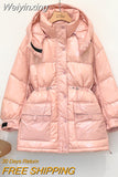 Weiyinxing Down Parka Oversize 2023 90% White Duck Down Jacket Winter Candy Bright Coat Women Snow Clothes Loose Medium Long