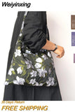 Weiyinxing Jacquard Shoulder Bag for Women Oil Painting Floral Pattern Ladies Shopping Bags Female Small Tote Purse Flower Handbags