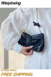 Weiyinxing Pearl Chain Women Underarm Bag New Bow Design Small Female Shoulder Messenger Bags Simple Portable Ladies Purse Handbag